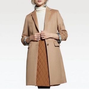 Uniqlo Cashmere-Blend Chesterfield Coat in Camel Brown Size L